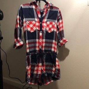 Aerie red white and blue romper